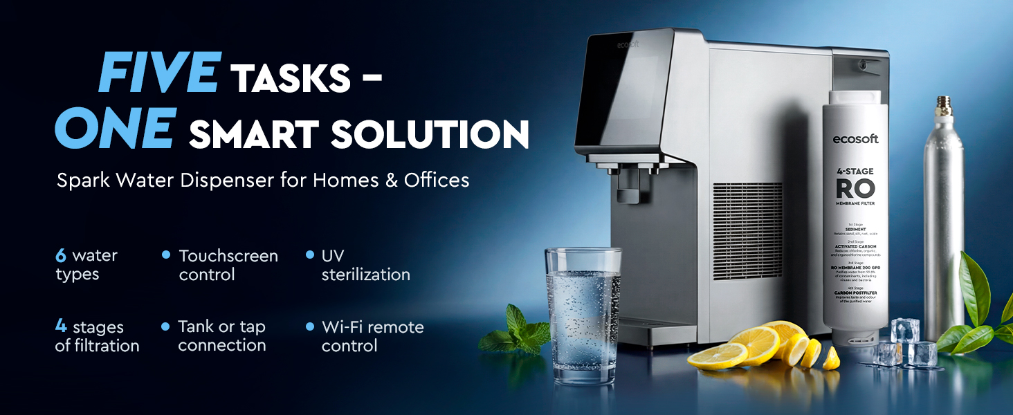 Le distributeur d’eau pétillante intelligent Ecosoft SPARK